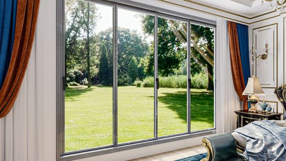 Pintu kaca geser berlapis aluminium berlapis ganda berukuran horizontal Brek termal kedap suara