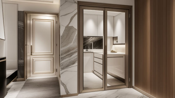 ODM vertikal sliding sash jendela kedap suara Aluminium Frame Kaca jendela