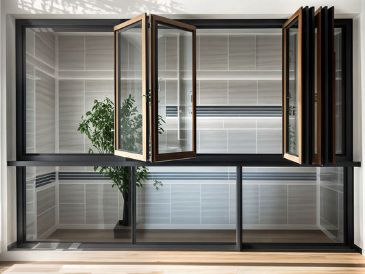 Custom Fireproof Folding Glass Windows Aluminium Alloy Ketebalan 5mm