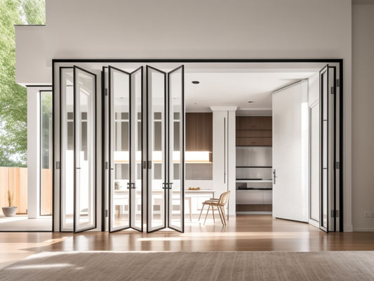 Rumah Aluminium Geser Lipat Kaca Balkon Jendela Terbuka Ke Luar Anti Pencurian