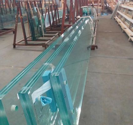 Berbagai Ukuran Panel Kaca Keamanan Laminasi dengan Panel Tempered dan Pelindung Film Putih
